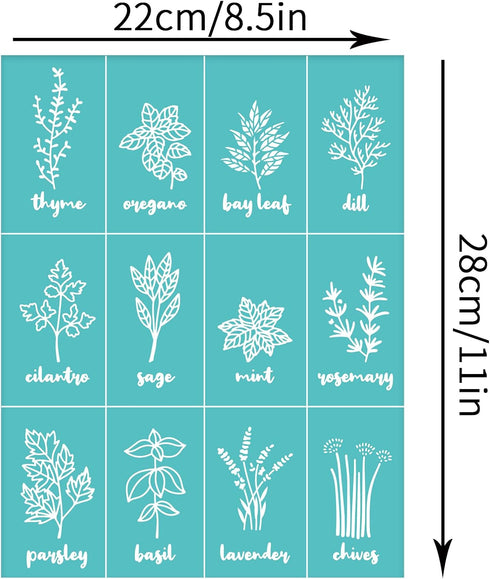 OLYCRAFT 2Pcs Self Adhesive Printing Stencil Herbs Pattern Silk Screen Printing Stencil Plants Pattern Reusable Mesh Stencils for DIY Home Decor T...