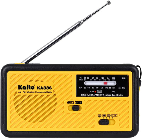 Kaito Voyager ECO Emergency Radio KA336 AM/FM NOAA Weather Alert 5-Way Powered Solar Crank Radio Receiver with LED Flashlight and USB Mobile Phone...
