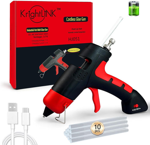Cordless Hot Glue Gun, Fast Preheating Hot Melt Glue Gun, Mini Glue Gun Kit with 10 Premium Glue Sticks, Rechargeable Wireless Glue Gun for Art, C...