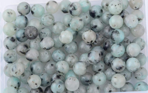 Natural Stone Beads 100pcs Round Genuine Real Stone Beading Loose Gemstones Hole Size 1mm DIY Smooth Bead for Bracelet Necklace Earrings Jewelry M...
