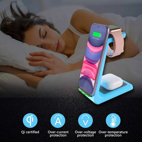 Wireless Charger Stand,YOCUNKER 3 in 1 Qi Fast Wireless Charging Station Dock for Apple Watch7/SE/6/5/4/3/2, Airpods Pro/3/2, iPhone 14/13/13 Pro/...