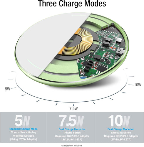 TOZO W1 Wireless Charger, 10W Qi-Certified Fast Charging Pad with Aviation Aluminum Computer Numerical Control Technology Compatible with iPhone 1...