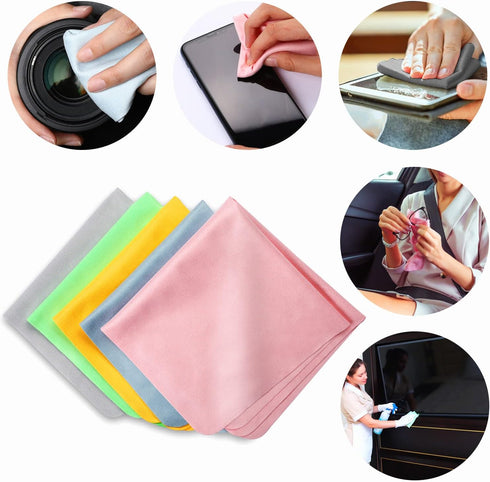 Extra Large Microfiber Cleaning Cloths (12"x 12") for Eyeglasses, Lens, Glasses, Reusable Eyeglass Cleaner Cloths Wipes for All Glasses and Screen...