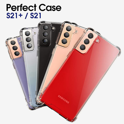 KIOMY Clear Case for Samsung Galaxy S21+ / S21 Plus 5G, Airbag Corners Shockproof Bumper Protective Phone Cover, Hybrid Design Hard PC Back with F...