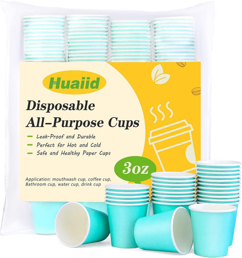 200 Pack 3 oz Paper Cups Disposable Mouthwash Cups Bathroom Cups Espresso Cup Small Paper Cup for Snack Perfect for Home Condos Rvs Campers (Blue)...