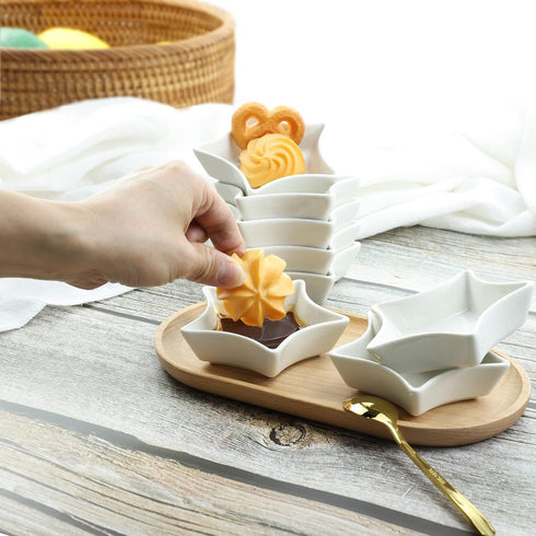 Star-shaped Multipurpose Ceramic Sauce Dish Seasoning Dishes Sushi Dipping Bowl Appetizer Plates Serving Dish Saucers Bowl - 3 Inches (Set of 4)...
