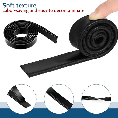Jeffdad 4Pcs Rubber Squeegee Replacement Blades, 18" Professional Cut-to-Size Replacement Rubber Squeegee Blade Black Squeegee Scrubber for Window...