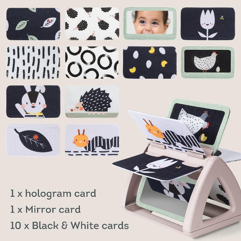 Taf Toys Black & White Rattling Spinning Book High Contrast Newborn Baby Toy 0-6 6-12 Months with Mirror for Visual Stimulation, Tummy Time & Earl...