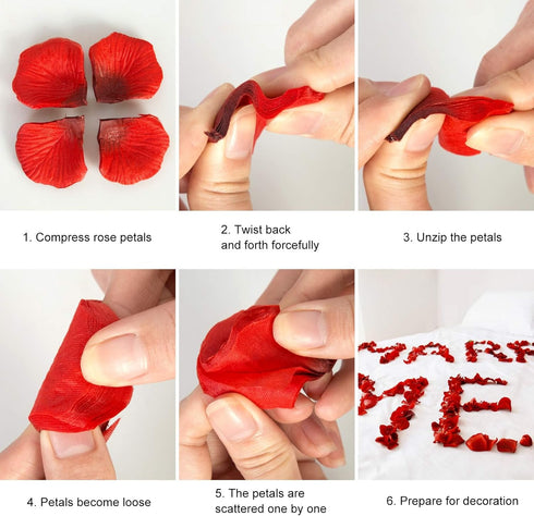 Attmu 3200 Pcs Artificial Rose Petals for Romantic Night, Fake Rose Flower Petals for Wedding, Party, Valentines Day Decorations for The Home (Dar...