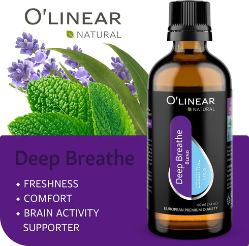 Breathe Essential Oil Blend - Calming Drops for Easy Breathing, Sweet Dreams and Relaxation, Mix of Peppermint, Lavender and Eucalyptus Oils Ideal...