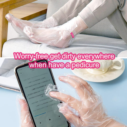 Paraffin Wax Liners for Feet and Hand, 200pcs Larger and Thicker Plastic Hand and Foot Bags, Plastic Paraffin Bath Mitt Glove and Sock Liners Para...