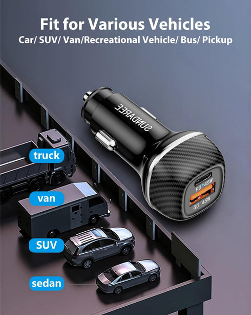 SUNDAREE Car Charger with Plug Outlet, 90W USB Car Charger Fast Charging, PD PPS QC 3.0 USB Cigarette Lighter Charger for iPhone and Samsung and M...