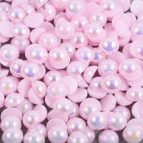 1500PCS Flat Back Half Round Pearls, 4mm Pink AB Half Flatback Pearls Gems Beads for Crafts, Jewelry Making, Shoes, Cup, Nail Art Decoration...