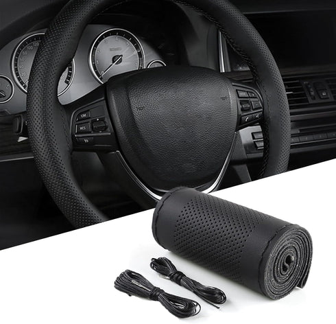 Pack-1 Car Steering Wheel Anti-Scratch Cover, 14.9" Hand-Sewn Anti-Slip Breathable Decoration, Comfortable and Waterproof Protection Device for Al...