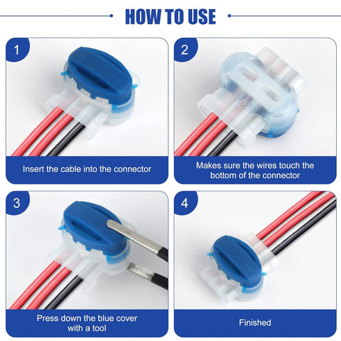 Electrical IDC 314-BOX Pigtail 3 Wire Connectors, EEEkit Self-Stripping Moisture-Resistant Pigtail Connectors for 22-14 AWG Cables, Robotic Lawn M...