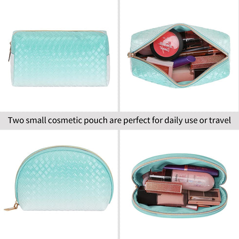 KTMOUW Makeup Bag 3 Pcs Waterproof Cosmetic Bag Set Portable Travel Cosmetic Bag Multifunction Organizer Storage Bag Weave Toiletry Bag for Women,...