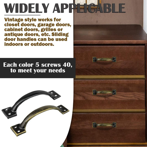 10 Pack Premium Black Pull Door Handles, 6 Inch Metal Cabinet Handle for Home Improvement, Garden Gate, Furniture Drawer Cabinet - Barn Door Hardw...
