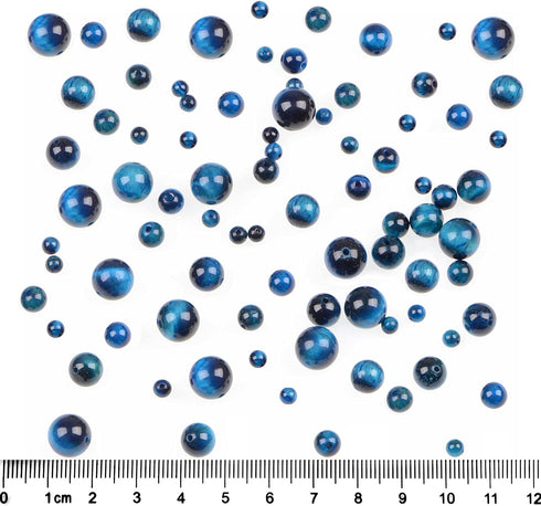 Bymitel 140pcs Crystal Beads Stone Gemstone Round Energy Healing Loose Beads with Stretch Cord for Jewelry Making Bracelets Anklets (Blue Zircon T...