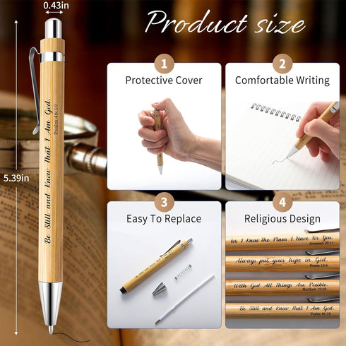 Bible Verse Pens Bamboo Christian Pens Motivational Bible Wisdom Stylus 1 mm Scripture Motivational Quotes Ballpoint Pen Inspirational Pen Bulk fo...