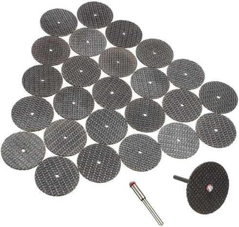 Fiberglass Reinforced Cut-off Wheels Discs Kit 1 1/4 inch Diameter 25 Pieces + 2 Mandrel For Dremel Rotary Tool 426 426b Compatible...