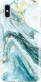 JIAXIUFEN Compatible iPhone X iPhone Xs Case Gold Sparkle Glitter Blue Marble Slim Shockproof Flexible Bumper TPU Soft Case Rubber Silicone Cover ...