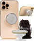 Grips by CRYSTALFY Clear Quartz Crystal Phone Grip & Phone Stand: Authentic Natural Gemstone Swappable Top, Expandable Collapsible Holder for Smar...