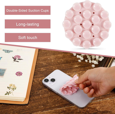 5pcs Double-Sided Phone Suction Mount, Phone Suction Grip 2.76x0.33 Inch Round Suction Phone Case Adhesive Multipurpose Silicone Suction Cup Phone...