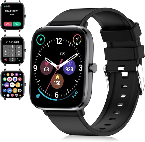 Smart Watch for iPhone/Android Phones (Answer/Make Calls) - 1.69" HD Screen Fitness Tracker : Heart Rate/Sleep/Blood Oxygen/Steps, Multiple Sports...