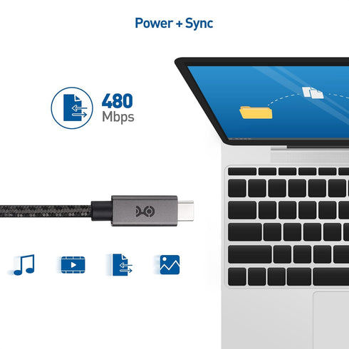 Cable Matters Braided Long USB C Cable 10 ft with 100W Power Delivery, Fast Charging and 480Mbps Data Transfer, Compatible with MacBook Pro, XPS, ...