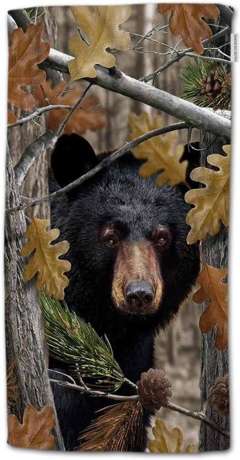 HGOD DESIGNS Bear Towels, Autumn Black Bear Family Cotton Soft Bath & Kitchen Spa Towels 15'X30'...