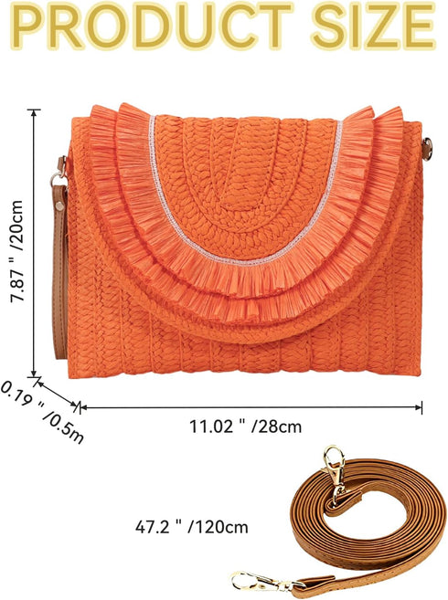 Gets Straw Clutch Bags for Women Handmade Woven Summer Beach Envelope Purse Wallet Crossbody Bag with Strap...