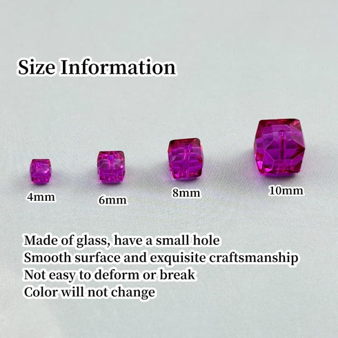 100pcs 8mm Crystal Glass Cube Beads Square Glass Beads Crystal Spacer Beads for Bracelets Necklace Earring DIY Jewelry Making Craft(Rose Red)...