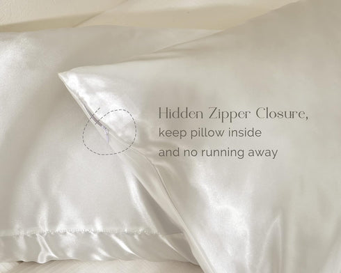 Yanibest Satin Pillowcase, Silk Pillow Cases for Hair and Skin with Zipper, Queen Pillow Cases Set of 2 for 20"x30", Exquisite Packaging for Women...