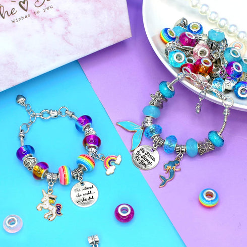 CH HAICHENG DIY Charm Bracelet Making Kit for Girls, Unicorn Bracelet Kit, Mermaid Unicorn Jewelry Making Kit for Girls Christmas Birthday Gift fo...