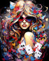 Poker Woman Girl Portrait DIY Paint by Numbers for Adults Graffiti Fashion Women Girl DIY Oil Painting Acrylic Paint Art Painting Kits Canvas with...