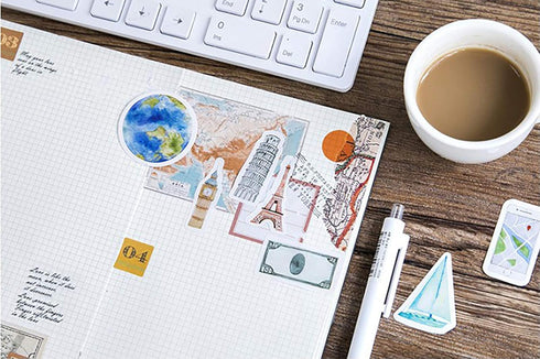 Mini Size Scrapbook Stickers, 45pcs Doraking DIY Decoration Travel Stickers Life Set for Travel Case, Laptop, Planners, Calendars, Scrapbook, Suit...