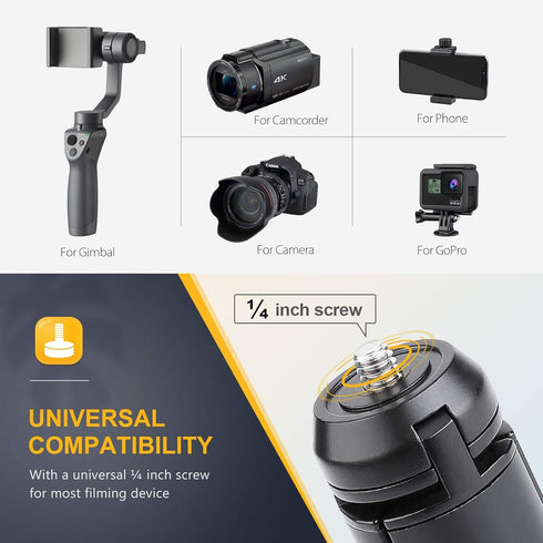 Zeadio Metal Mini Tripod, Desktop Tabletop Stand Compact Tripod for Smooth 4, Osmo Mobile, Vimble 2, Gimbal Handle Grip Stabilizer and All Cameras...