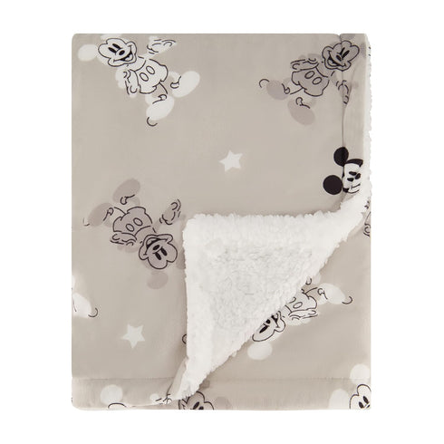 Disney Fuzzy Mink Baby Blanket, Double Sided Ultra-Soft and Plush Mink and Sherpa Newborn Throw, Measures 30x40 Inches, includes Matching Infant C...