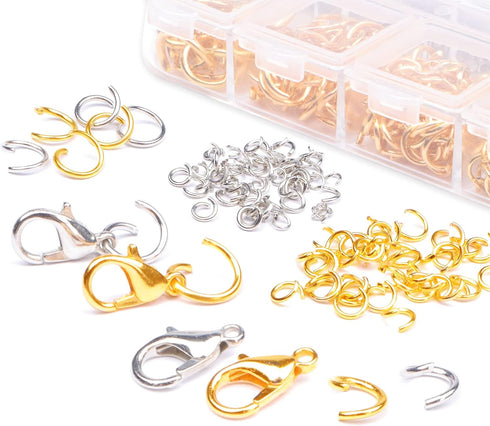 Jump Rings for Jewelry Making Kit, 1200 pcs Open Jump Rings Jewelry Repair Kit for Necklace Bracelet, Lobster Clasps and Closures Repair Supplies ...