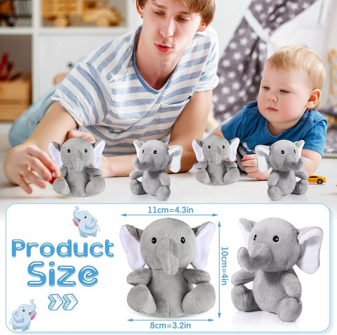8 Pcs Plush Mini Elephant Stuffed Animal Toys 4 Inches Cute Soft Forest Elephant Toys for Baby Shower Birthday Party Christian Charity Donation Su...