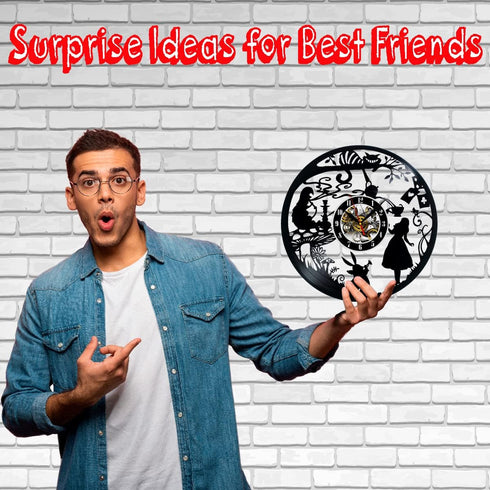 Vinyl Revolt Vinyl Record Wall Clock Compatible with Alice in Wonderland 12 in(30cm) Black Gift Surprise Ideas Best Friends and Family Birthdays D...