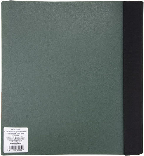 Mintra Office Durable PREMIUM Spiral Notebook (Green Olive, 5 Subject (8.5in x 11in))...