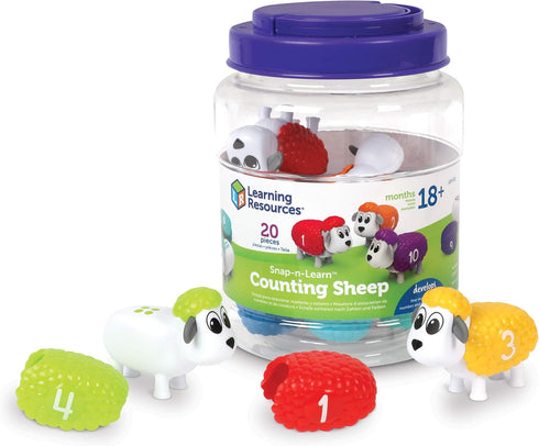 Learning Resources Snap-n-Learn Counting Sheep - 20 Pieces, Ages 18+ Months Toddler Learning Toys, Counting and Sorting Toys, Farm Animals Toys fo...