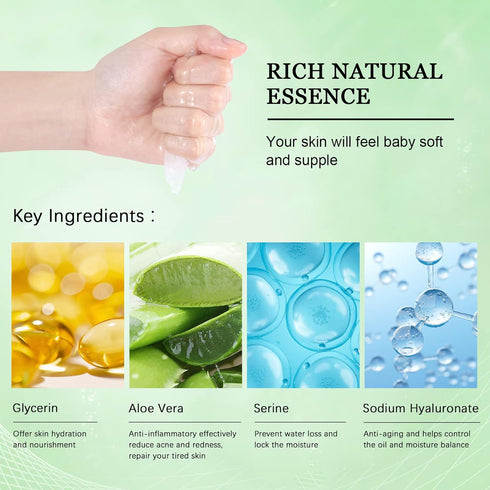 Aloe Vera Soothing Mask Hydrating Face Masks Skincare Moisturizing Facial Sheet Mask Skin care for Dry, Oily, Sensitive Skin Face Mask for Acne, S...