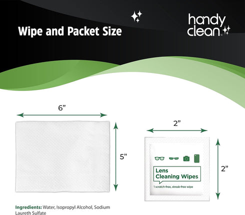 HandyClean Pre-Moistened Lens Cleaning Wipes, Eyeglass Wipes, Screen Wipes, 200 ct of 6 x 5 inches Individually Packed Lens Cleaner Wipes...