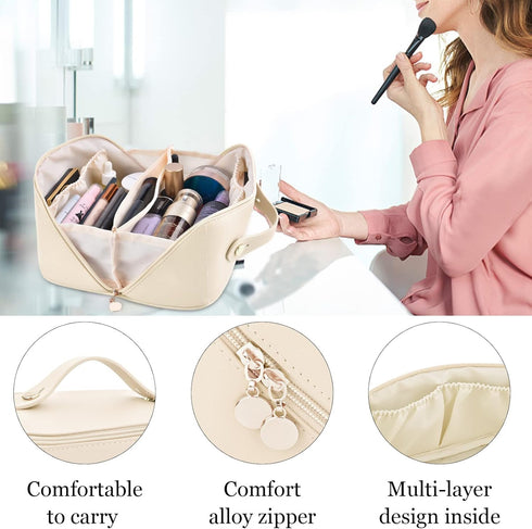 2022 Large Capacity Travel Cosmetic Bag, Makeup Bag Waterproof Portable Cosmetic Bag, Toiletry Bag for Skincare Cosmetics Toiletries with Handle a...