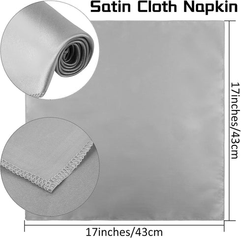 ANECO 12 Pieces Satin Napkins Soft Dinner Napkins Square Table Napkins 17 x 17 Inches for Restaurant Weddings Party Dinner Decoration (Grey)...