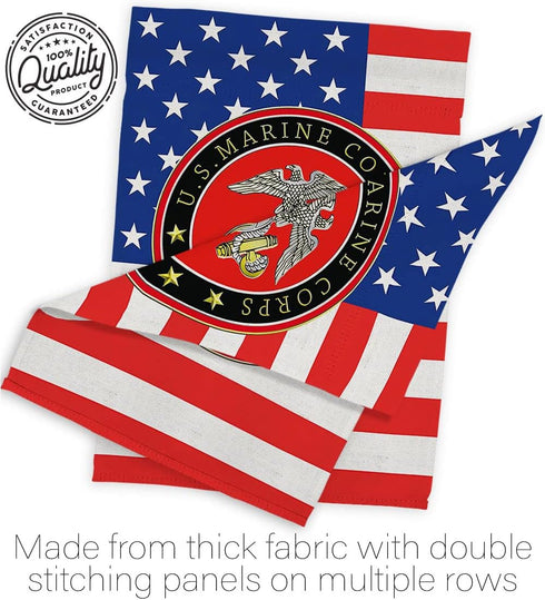 USMC Semper Fi Marine Corps Flag Armed Forces Double-Sided Lawn Decoration Gift House Garden Yard Banner United State American Military Veteran, 1...