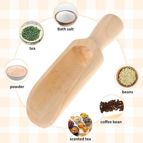 Wooden Spoons 5.5 In Natural Beech Wood Bath Scoop Natural Beech Wood Scoop for Coffee, Flour, Sugar, Spice, Powder, Multifunctional Kitchen Spoon...