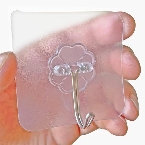 Wall Hooks 13lb(max) Transparent Heavy Duty Self Adhesive Hook Waterproof Sticky Wall Hook for use in Bathroom Wall Hanging Kitchen Shower Hangers...